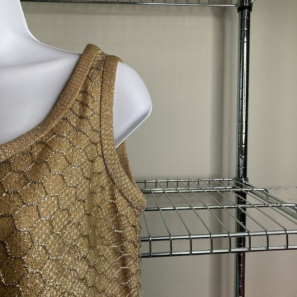 Vintage Phil‎ Rose Of California Gold Metallic Tank Top Cardigan Set Est. Size L - Picture 9 of 16